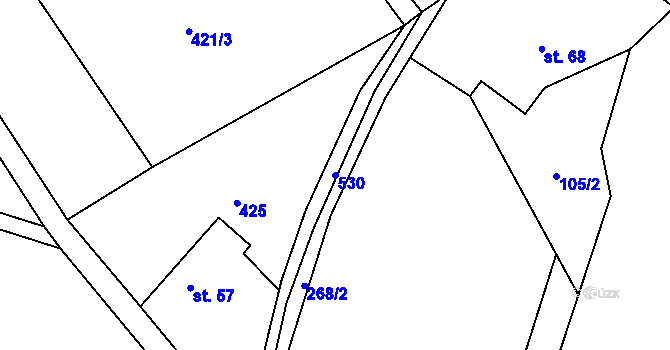 Parcela st. 530 v KÚ Popovec u Řepníků, Katastrální mapa