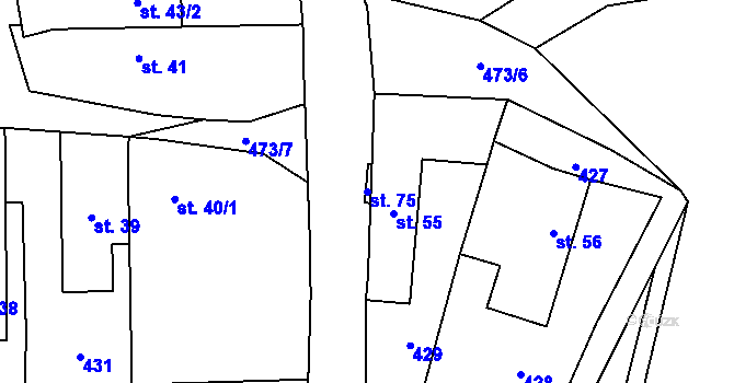 Parcela st. 75 v KÚ Popovec u Řepníků, Katastrální mapa