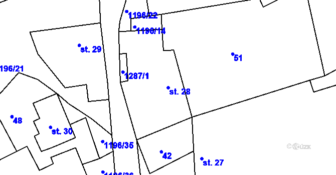 Parcela st. 28 v KÚ Řepníky, Katastrální mapa