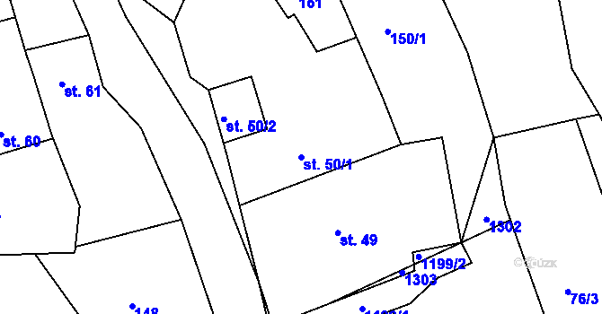 Parcela st. 50/1 v KÚ Řepníky, Katastrální mapa