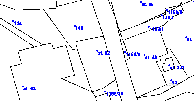 Parcela st. 62 v KÚ Řepníky, Katastrální mapa