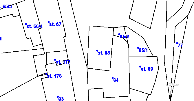 Parcela st. 68 v KÚ Řepníky, Katastrální mapa