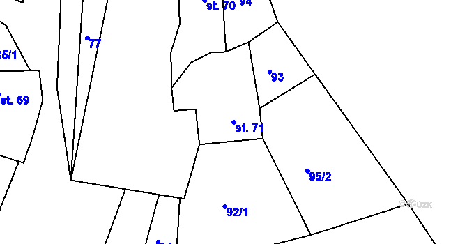 Parcela st. 71 v KÚ Řepníky, Katastrální mapa