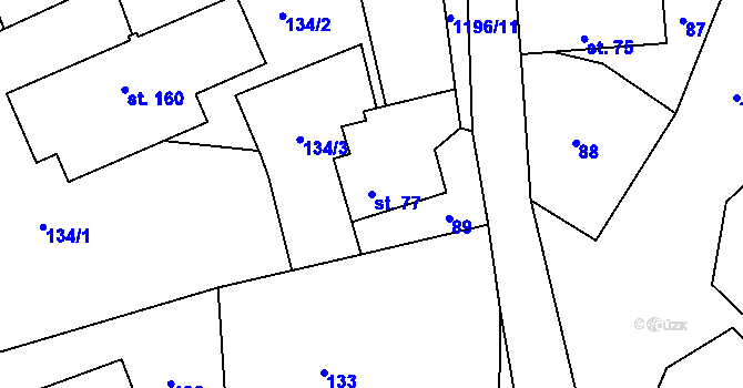 Parcela st. 77 v KÚ Řepníky, Katastrální mapa