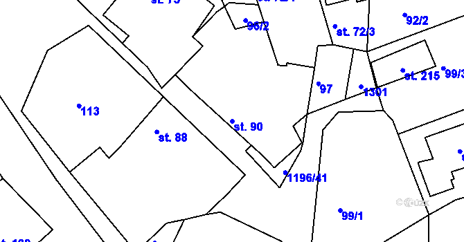 Parcela st. 90 v KÚ Řepníky, Katastrální mapa