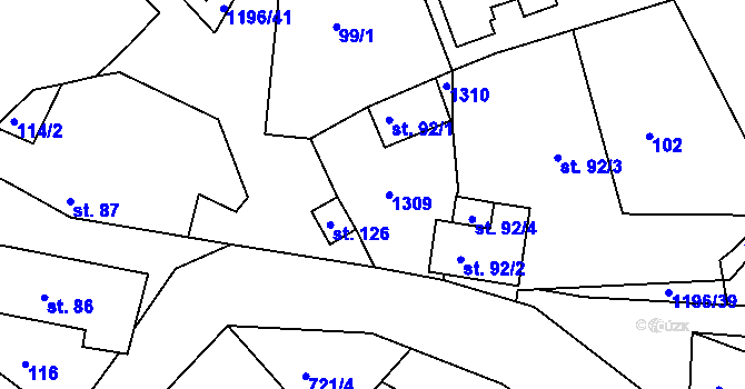Parcela st. 92/1 v KÚ Řepníky, Katastrální mapa