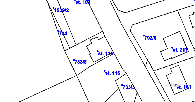 Parcela st. 115 v KÚ Řepníky, Katastrální mapa