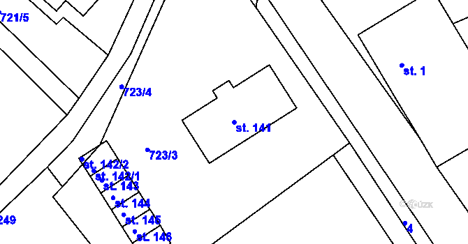 Parcela st. 141 v KÚ Řepníky, Katastrální mapa