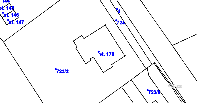 Parcela st. 170 v KÚ Řepníky, Katastrální mapa