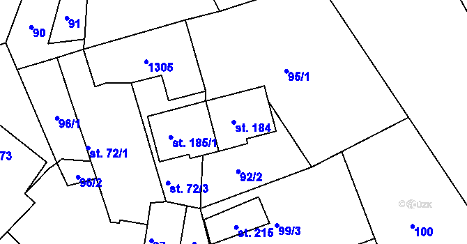 Parcela st. 184 v KÚ Řepníky, Katastrální mapa