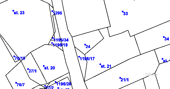 Parcela st. 24 v KÚ Řepníky, Katastrální mapa