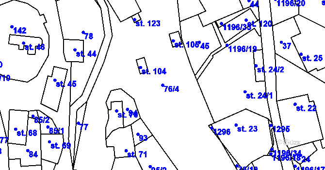Parcela st. 76/4 v KÚ Řepníky, Katastrální mapa
