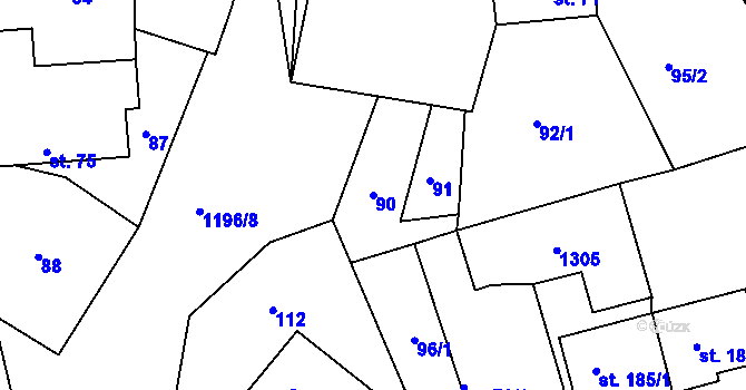 Parcela st. 90 v KÚ Řepníky, Katastrální mapa