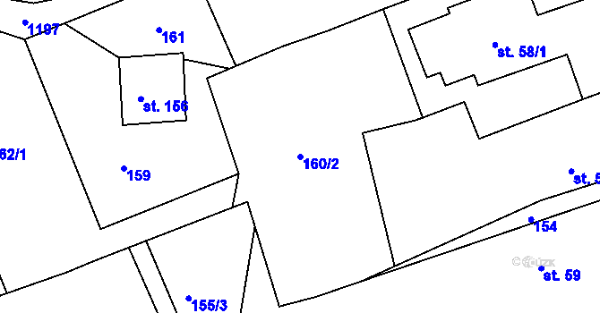 Parcela st. 160/2 v KÚ Řepníky, Katastrální mapa