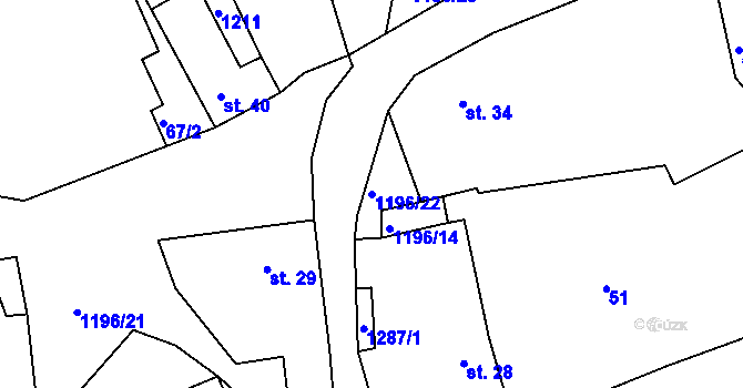 Parcela st. 1196/22 v KÚ Řepníky, Katastrální mapa