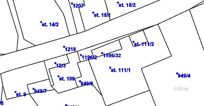 Parcela st. 1196/32 v KÚ Řepníky, Katastrální mapa