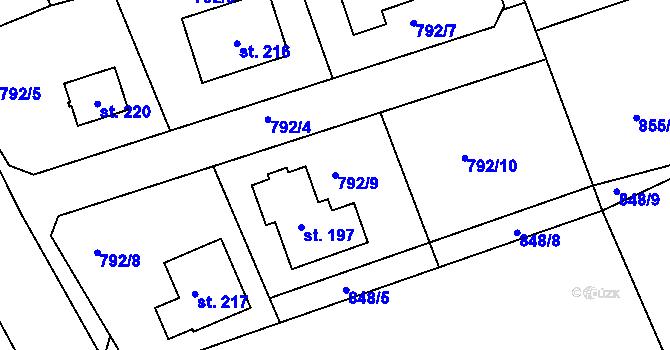 Parcela st. 792/9 v KÚ Řepníky, Katastrální mapa