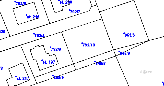 Parcela st. 792/10 v KÚ Řepníky, Katastrální mapa