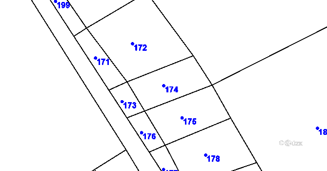 Parcela st. 174 v KÚ Řepníky, Katastrální mapa