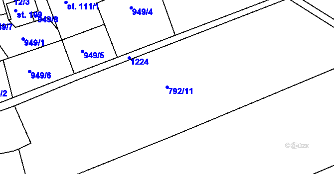 Parcela st. 792/11 v KÚ Řepníky, Katastrální mapa