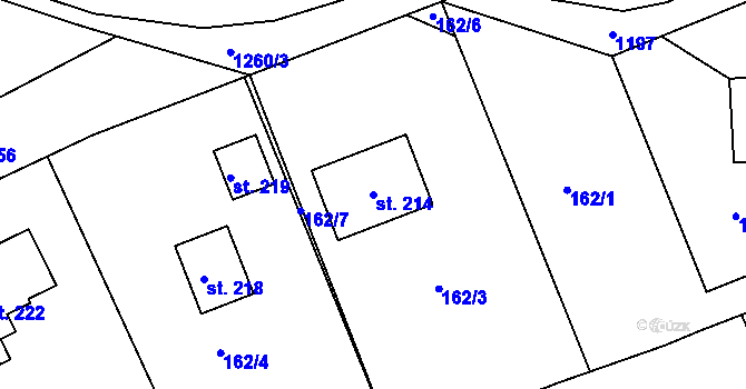 Parcela st. 214 v KÚ Řepníky, Katastrální mapa