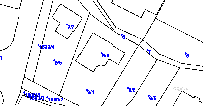 Parcela st. 9/6 v KÚ Řeporyje, Katastrální mapa