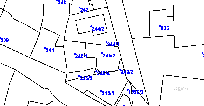 Parcela st. 245/2 v KÚ Řeporyje, Katastrální mapa