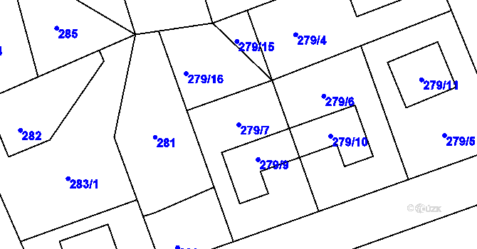 Parcela st. 279/7 v KÚ Řeporyje, Katastrální mapa