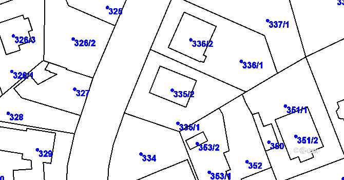 Parcela st. 335/2 v KÚ Řeporyje, Katastrální mapa