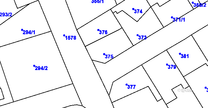 Parcela st. 375 v KÚ Řeporyje, Katastrální mapa