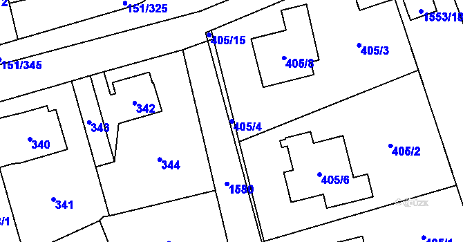 Parcela st. 405/4 v KÚ Řeporyje, Katastrální mapa