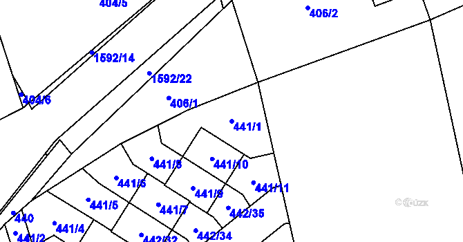 Parcela st. 441/1 v KÚ Řeporyje, Katastrální mapa