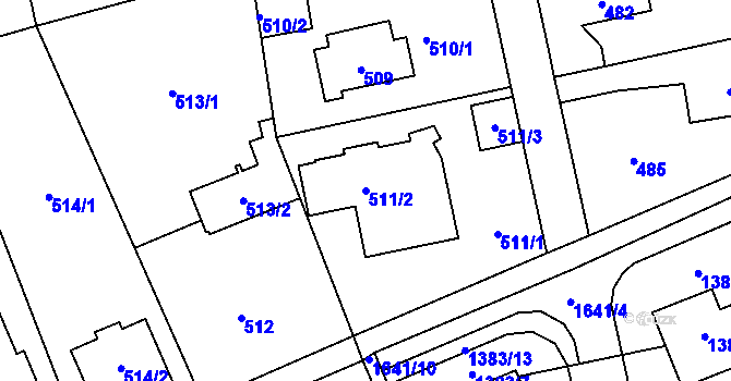 Parcela st. 511/2 v KÚ Řeporyje, Katastrální mapa