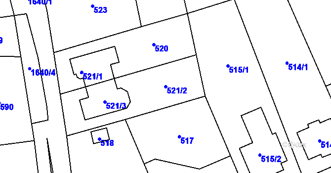 Parcela st. 521/2 v KÚ Řeporyje, Katastrální mapa