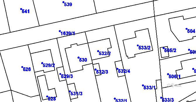 Parcela st. 532/2 v KÚ Řeporyje, Katastrální mapa