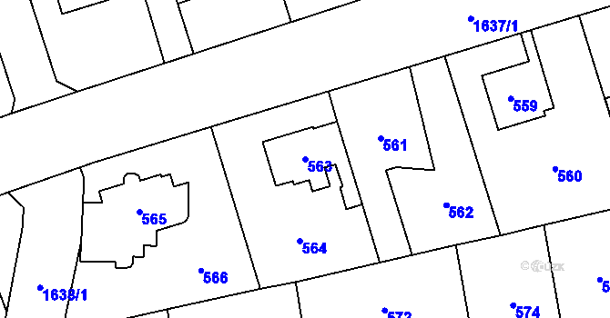 Parcela st. 563 v KÚ Řeporyje, Katastrální mapa