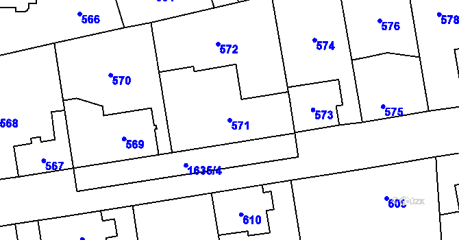 Parcela st. 571 v KÚ Řeporyje, Katastrální mapa