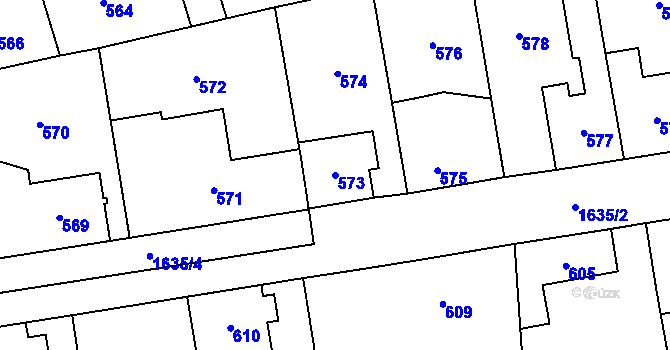 Parcela st. 573 v KÚ Řeporyje, Katastrální mapa