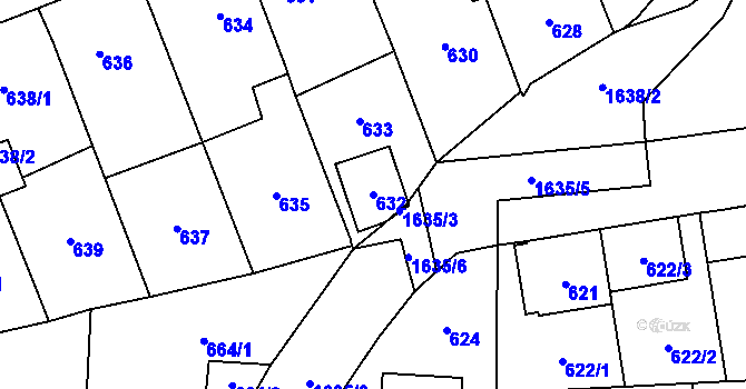 Parcela st. 632 v KÚ Řeporyje, Katastrální mapa