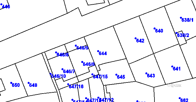 Parcela st. 644 v KÚ Řeporyje, Katastrální mapa
