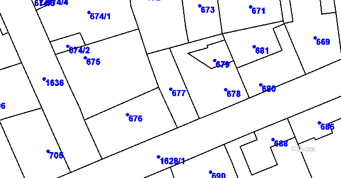 Parcela st. 677 v KÚ Řeporyje, Katastrální mapa