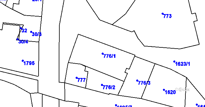 Parcela st. 776/1 v KÚ Řeporyje, Katastrální mapa