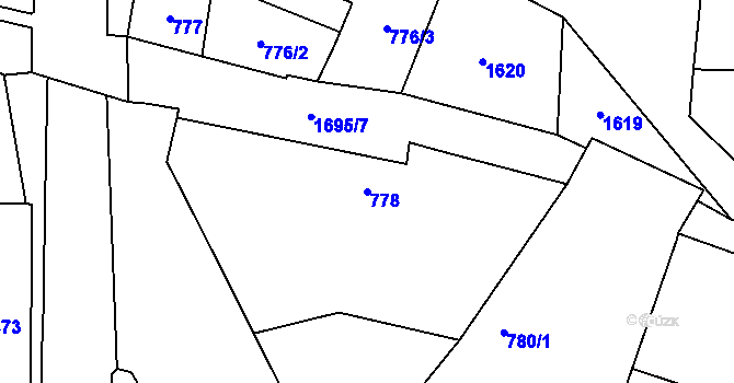 Parcela st. 778 v KÚ Řeporyje, Katastrální mapa