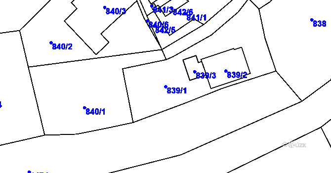 Parcela st. 839/1 v KÚ Řeporyje, Katastrální mapa