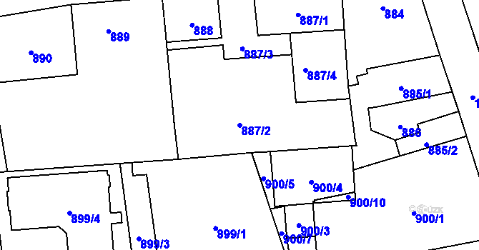 Parcela st. 887/2 v KÚ Řeporyje, Katastrální mapa