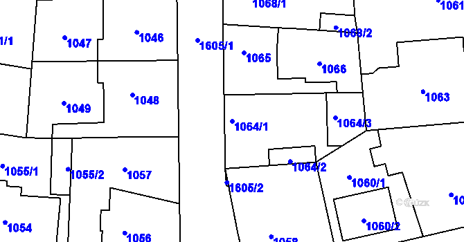Parcela st. 1064/1 v KÚ Řeporyje, Katastrální mapa