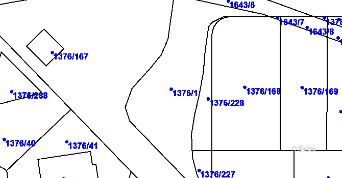 Parcela st. 1376/1 v KÚ Řeporyje, Katastrální mapa