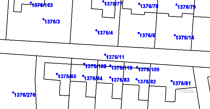 Parcela st. 1376/11 v KÚ Řeporyje, Katastrální mapa