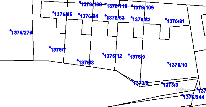 Parcela st. 1376/12 v KÚ Řeporyje, Katastrální mapa