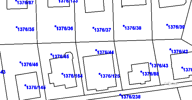 Parcela st. 1376/44 v KÚ Řeporyje, Katastrální mapa
